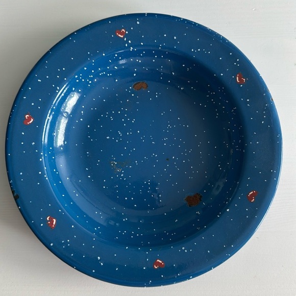 Bundle Blue Speckled Enamelware Dinner Plates (2) and A Soup Bowl Cinso & Tres - Picture 7 of 10